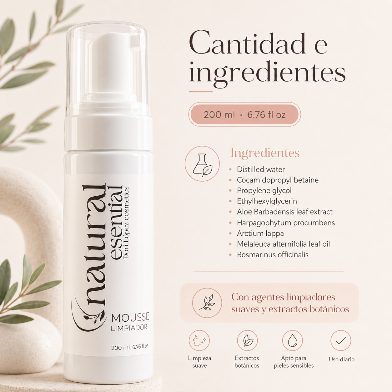 Mousse Limpiador Facial Natural Esential 200 ml - Imagen 6
