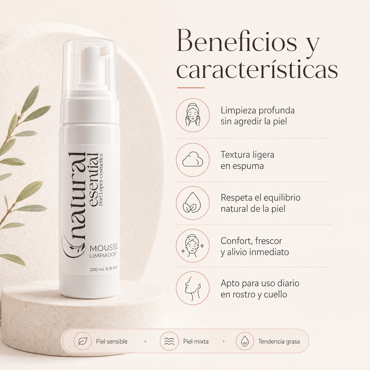 Mousse Limpiador Facial Natural Esential 200 ml - Imagen 4