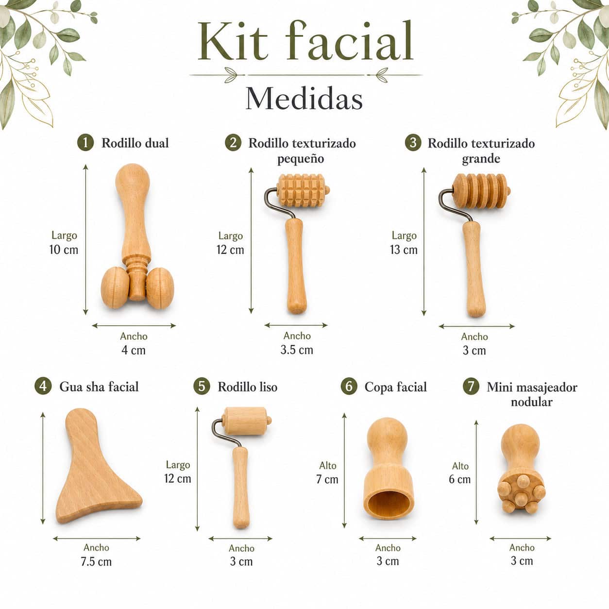 Kit Maderoterapia Facial 7 elementos + E-book digital de regalo + bolsa de yute - Imagen 3