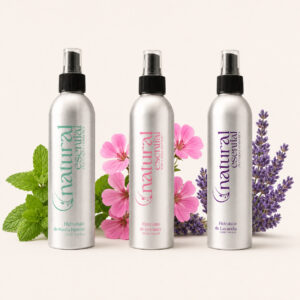 Coffret d'hydrolats naturels essentiels : Lavande, Géranium et Menthe poivrée 3 x 250 ml